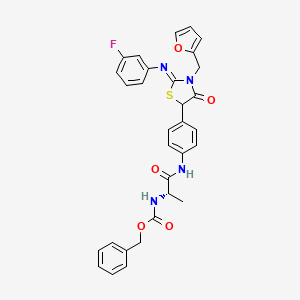 molecular formula C31H27FN4O5S B14808422 benzyl N-[(1S)-2-[4-[(2Z)-2-(3-fluorophenyl)imino-3-(2-furylmethyl)-4-oxo-thiazolidin-5-yl]anilino]-1-methyl-2-oxo-ethyl]carbamate 