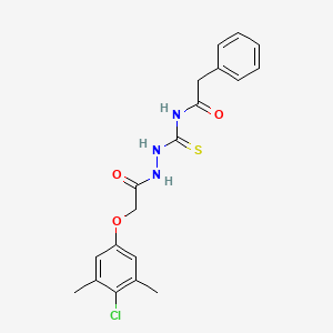 molecular formula C19H20ClN3O3S B14808804 N-({2-[(4-chloro-3,5-dimethylphenoxy)acetyl]hydrazinyl}carbonothioyl)-2-phenylacetamide 