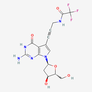 molecular formula C16H16F3N5O5 B14808939 N-[3-[2-amino-7-[(2S,4S,5R)-4-hydroxy-5-(hydroxymethyl)oxolan-2-yl]-4-oxo-3H-pyrrolo[2,3-d]pyrimidin-5-yl]prop-2-ynyl]-2,2,2-trifluoroacetamide 