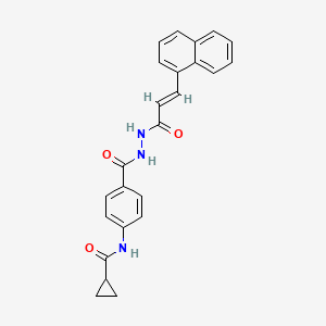 molecular formula C24H21N3O3 B14808963 N-[4-({2-[(2E)-3-(naphthalen-1-yl)prop-2-enoyl]hydrazinyl}carbonyl)phenyl]cyclopropanecarboxamide 