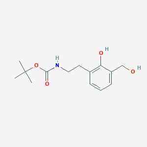 molecular formula C14H21NO4 B14809003 tert-Butyl (2-hydroxy-3-(hydroxymethyl)phenethyl)carbamate 