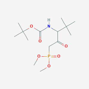 molecular formula C14H28NO6P B14809056 Dimethyl((3S)-4,4-dimethyl-3-(Boc-amino)-2-oxopentyl)phosphonate 