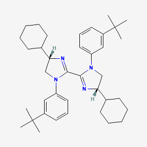 molecular formula C38H54N4 B14810000 (4S,4'S)-1,1'-Bis(3-(tert-butyl)phenyl)-4,4'-dicyclohexyl-4,4',5,5'-tetrahydro-1H,1'H-2,2'-biimidazole 
