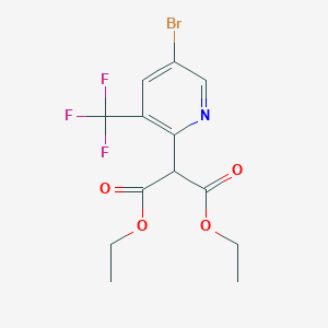molecular formula C13H13BrF3NO4 B14810219 Diethyl 2-(5-bromo-3-(trifluoromethyl)pyridin-2-yl)malonate 