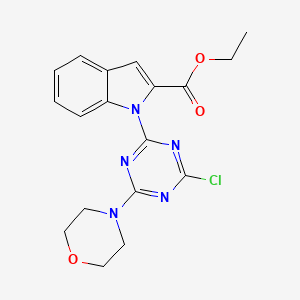 molecular formula C18H18ClN5O3 B14810245 Ethyl 1-(4-chloro-6-morpholino-1,3,5-triazin-2-yl)-1H-indole-2-carboxylate 