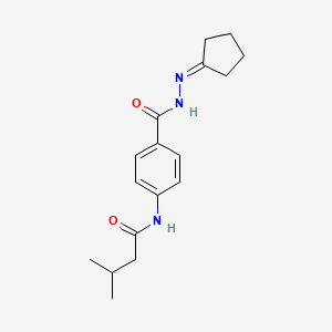 molecular formula C17H23N3O2 B14810504 N-{4-[(2-cyclopentylidenehydrazinyl)carbonyl]phenyl}-3-methylbutanamide 