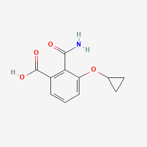 molecular formula C11H11NO4 B14810553 2-Carbamoyl-3-cyclopropoxybenzoic acid 