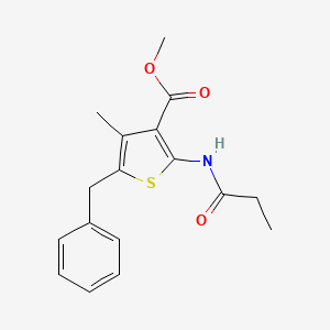 molecular formula C17H19NO3S B14810715 Methyl 5-benzyl-4-methyl-2-(propanoylamino)thiophene-3-carboxylate 