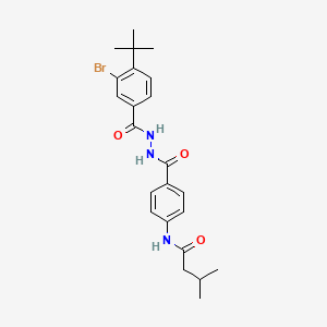 molecular formula C23H28BrN3O3 B14811487 N-[4-({2-[(3-bromo-4-tert-butylphenyl)carbonyl]hydrazinyl}carbonyl)phenyl]-3-methylbutanamide 