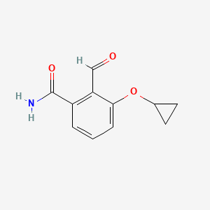 molecular formula C11H11NO3 B14812046 3-Cyclopropoxy-2-formylbenzamide 