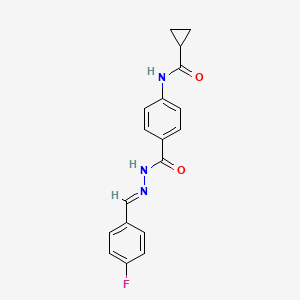 molecular formula C18H16FN3O2 B14812993 N-(4-{[(2E)-2-(4-fluorobenzylidene)hydrazinyl]carbonyl}phenyl)cyclopropanecarboxamide 
