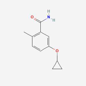 molecular formula C11H13NO2 B14813116 5-Cyclopropoxy-2-methylbenzamide 