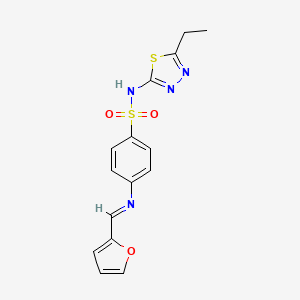 molecular formula C15H14N4O3S2 B14814044 N-(5-ethyl-1,3,4-thiadiazol-2-yl)-4-{[(E)-furan-2-ylmethylidene]amino}benzenesulfonamide 