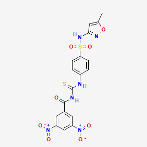 molecular formula C18H14N6O8S2 B14814417 N-({4-[(5-methyl-1,2-oxazol-3-yl)sulfamoyl]phenyl}carbamothioyl)-3,5-dinitrobenzamide 