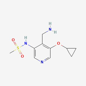 molecular formula C10H15N3O3S B14814430 N-(4-(Aminomethyl)-5-cyclopropoxypyridin-3-YL)methanesulfonamide 