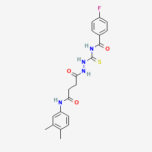 molecular formula C20H21FN4O3S B14814765 N-[(2-{4-[(3,4-dimethylphenyl)amino]-4-oxobutanoyl}hydrazinyl)carbonothioyl]-4-fluorobenzamide 