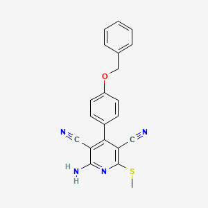molecular formula C21H16N4OS B14814767 2-Amino-4-(4-(benzyloxy)phenyl)-6-(methylthio)pyridine-3,5-dicarbonitrile 