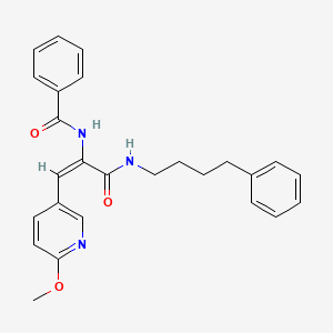 molecular formula C26H27N3O3 B14814797 N-[(E)-1-(6-methoxypyridin-3-yl)-3-oxo-3-(4-phenylbutylamino)prop-1-en-2-yl]benzamide 