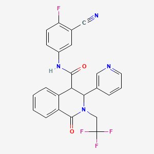 molecular formula C24H16F4N4O2 B14815001 N-(3-cyano-4-fluorophenyl)-1-oxo-3-pyridin-3-yl-2-(2,2,2-trifluoroethyl)-3,4-dihydroisoquinoline-4-carboxamide 