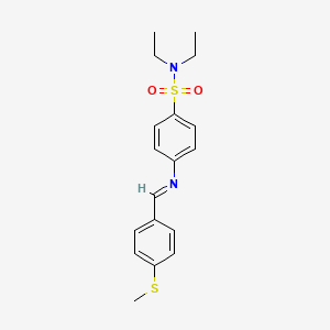 molecular formula C18H22N2O2S2 B14815256 N,N-diethyl-4-({(E)-[4-(methylsulfanyl)phenyl]methylidene}amino)benzenesulfonamide 