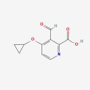 molecular formula C10H9NO4 B14815263 4-Cyclopropoxy-3-formylpicolinic acid 