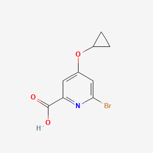molecular formula C9H8BrNO3 B14815276 6-Bromo-4-cyclopropoxypicolinic acid 