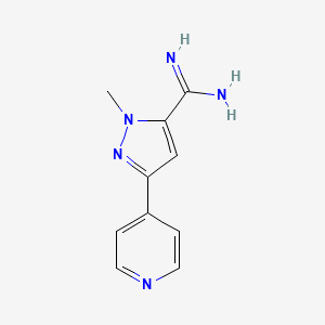 molecular formula C10H11N5 B1481531 1-methyl-3-(pyridin-4-yl)-1H-pyrazole-5-carboximidamide CAS No. 2098005-13-9