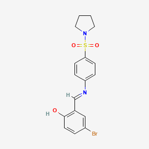 molecular formula C17H17BrN2O3S B14815322 4-bromo-2-[(E)-{[4-(pyrrolidin-1-ylsulfonyl)phenyl]imino}methyl]phenol 