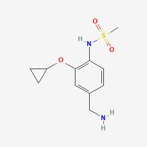 molecular formula C11H16N2O3S B14815517 N-(4-(Aminomethyl)-2-cyclopropoxyphenyl)methanesulfonamide 