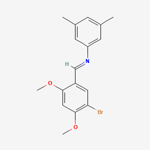 molecular formula C17H18BrNO2 B14815582 N-[(E)-(5-bromo-2,4-dimethoxyphenyl)methylidene]-3,5-dimethylaniline 