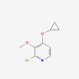 molecular formula C9H10BrNO2 B14816004 2-Bromo-4-cyclopropoxy-3-methoxypyridine 