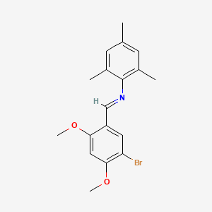 molecular formula C18H20BrNO2 B14816239 N-[(E)-(5-bromo-2,4-dimethoxyphenyl)methylidene]-2,4,6-trimethylaniline 