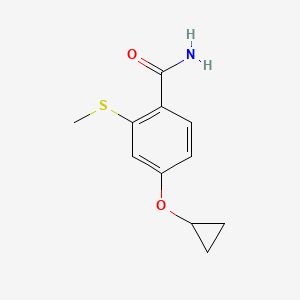 molecular formula C11H13NO2S B14816592 4-Cyclopropoxy-2-(methylthio)benzamide 
