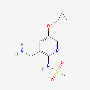 molecular formula C10H15N3O3S B14816682 N-(3-(Aminomethyl)-5-cyclopropoxypyridin-2-YL)methanesulfonamide 