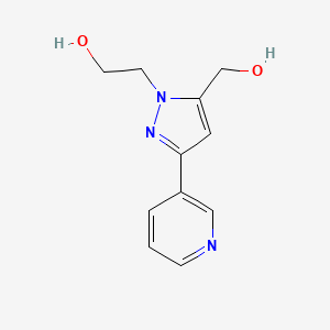 molecular formula C11H13N3O2 B1481689 2-(5-(hydroxymethyl)-3-(pyridin-3-yl)-1H-pyrazol-1-yl)ethan-1-ol CAS No. 2098064-80-1