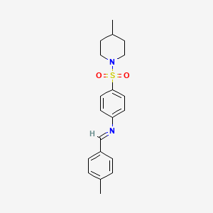 molecular formula C20H24N2O2S B14816910 N-[(E)-(4-methylphenyl)methylidene]-4-[(4-methylpiperidin-1-yl)sulfonyl]aniline 