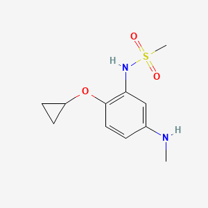 molecular formula C11H16N2O3S B14817369 N-(2-Cyclopropoxy-5-(methylamino)phenyl)methanesulfonamide 