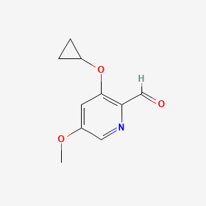 molecular formula C10H11NO3 B14817429 3-Cyclopropoxy-5-methoxypicolinaldehyde 