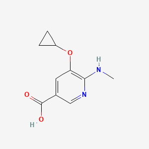 molecular formula C10H12N2O3 B14817543 5-Cyclopropoxy-6-(methylamino)nicotinic acid 