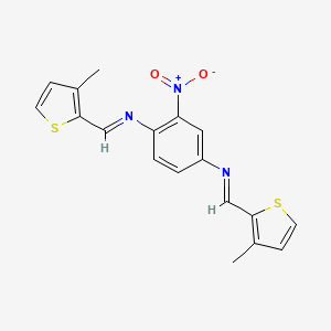 molecular formula C18H15N3O2S2 B14818234 N,N'-bis[(E)-(3-methylthiophen-2-yl)methylidene]-2-nitrobenzene-1,4-diamine 