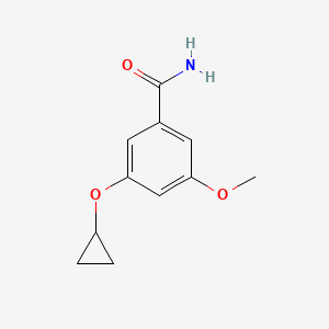 molecular formula C11H13NO3 B14818441 3-Cyclopropoxy-5-methoxybenzamide 