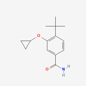 molecular formula C14H19NO2 B14818499 4-Tert-butyl-3-cyclopropoxybenzamide 