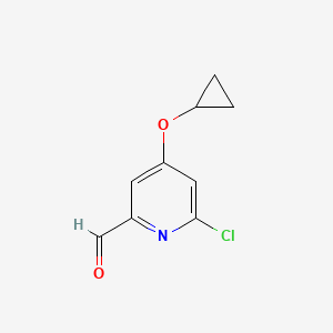molecular formula C9H8ClNO2 B14818518 6-Chloro-4-cyclopropoxypicolinaldehyde 