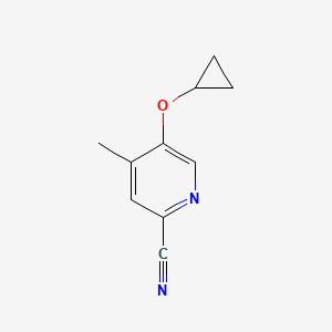 molecular formula C10H10N2O B14818521 5-Cyclopropoxy-4-methylpicolinonitrile 