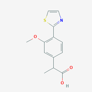 molecular formula C13H13NO3S B148189 2-[4-(Thiazol-2-yl)-3-methoxyphenyl]propanoic acid CAS No. 132483-57-9