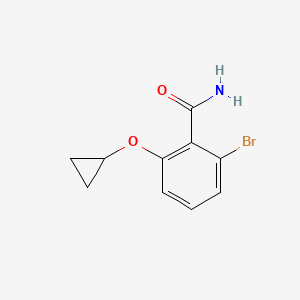 molecular formula C10H10BrNO2 B14819128 2-Bromo-6-cyclopropoxybenzamide 