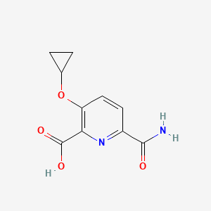 molecular formula C10H10N2O4 B14819220 6-Carbamoyl-3-cyclopropoxypicolinic acid 