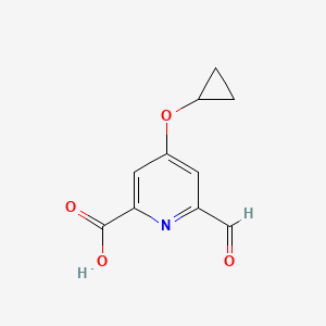 molecular formula C10H9NO4 B14819255 4-Cyclopropoxy-6-formylpicolinic acid 