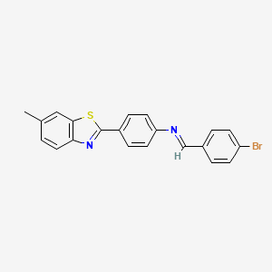 molecular formula C21H15BrN2S B14819277 N-[(E)-(4-bromophenyl)methylidene]-4-(6-methyl-1,3-benzothiazol-2-yl)aniline 