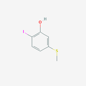 molecular formula C7H7IOS B14819469 2-Iodo-5-(methylthio)phenol 